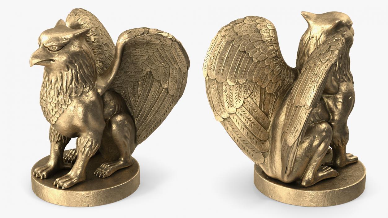 Griffin Statue Gold 3D model