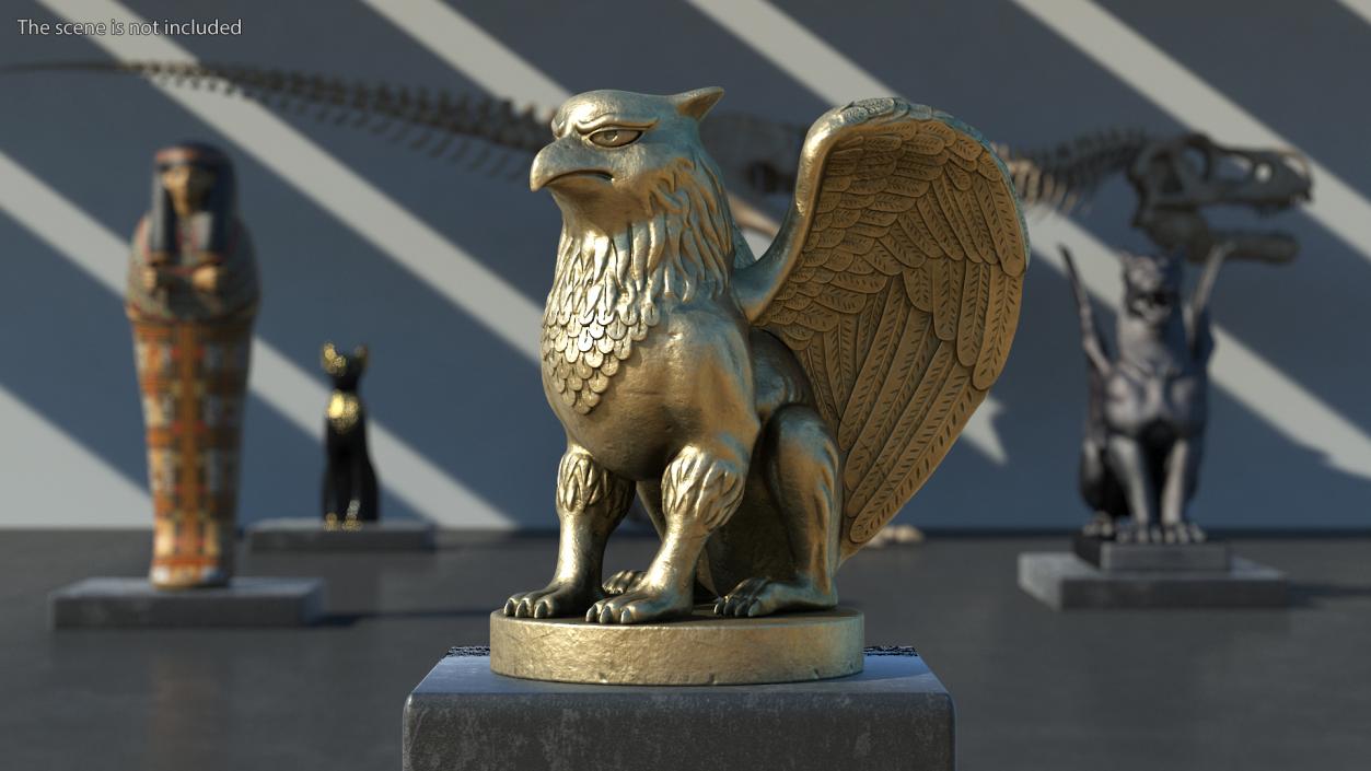 Griffin Statue Gold 3D model