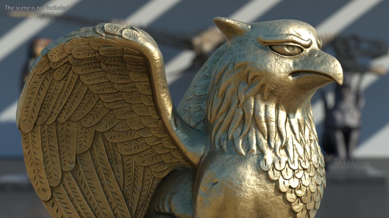 Griffin Statue Gold 3D model