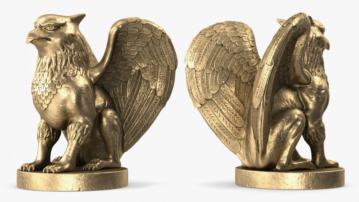 Griffin Statue Gold 3D model