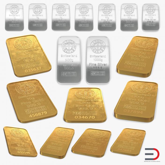 3D Gold and Silver Bars Collection