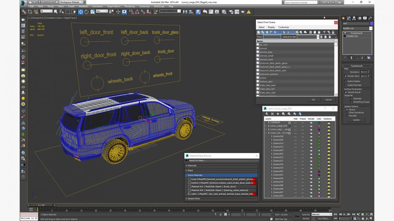 3D Luxury Large SUV Rigged model