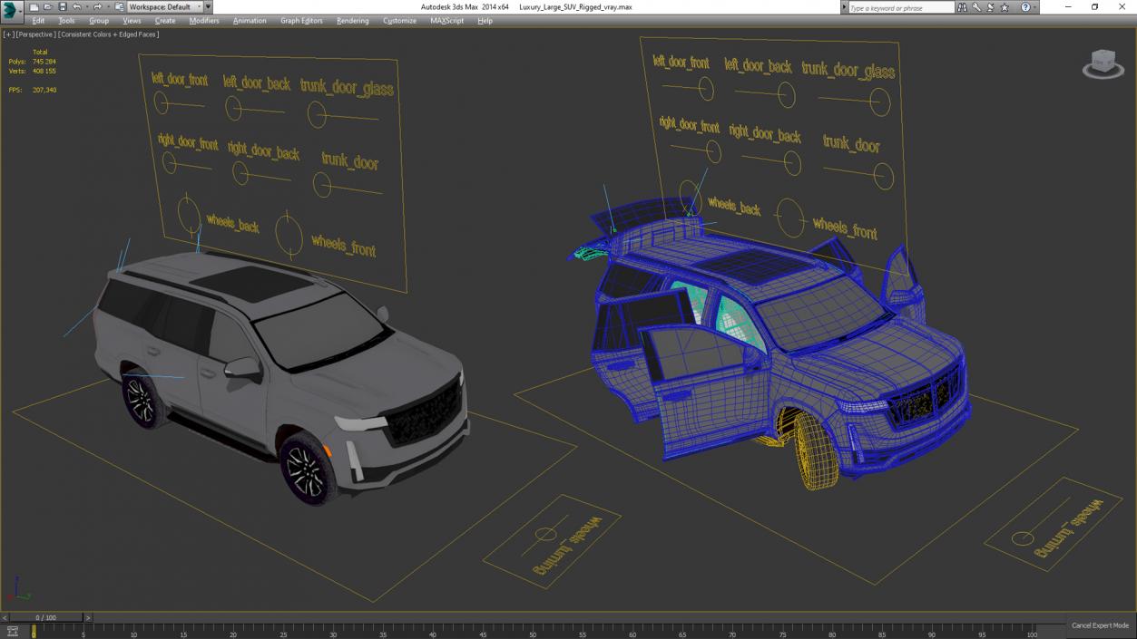 3D Luxury Large SUV Rigged model