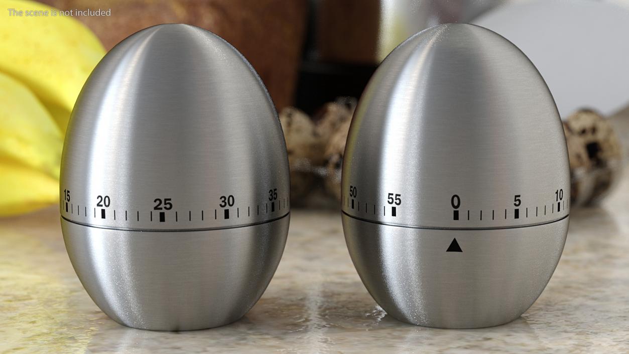 Stainless Steel Egg Shape Kitchen Timer 3D model