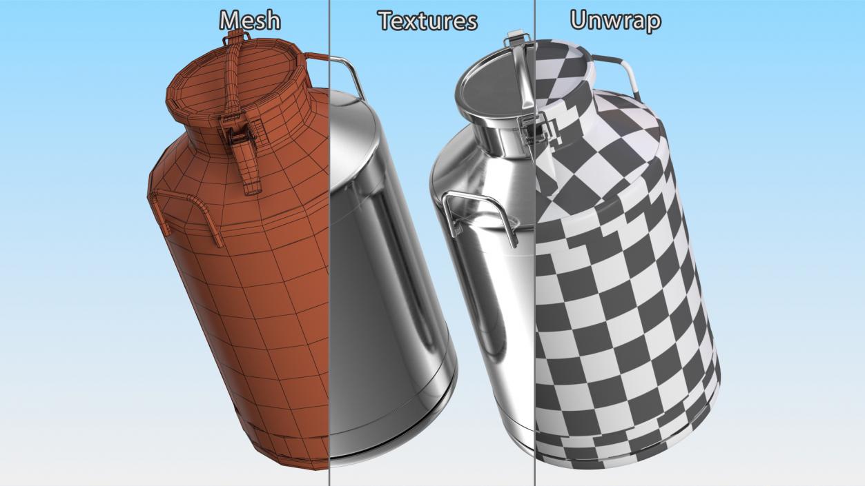 3D Milk Bucket Stainless Steel 40 Liter