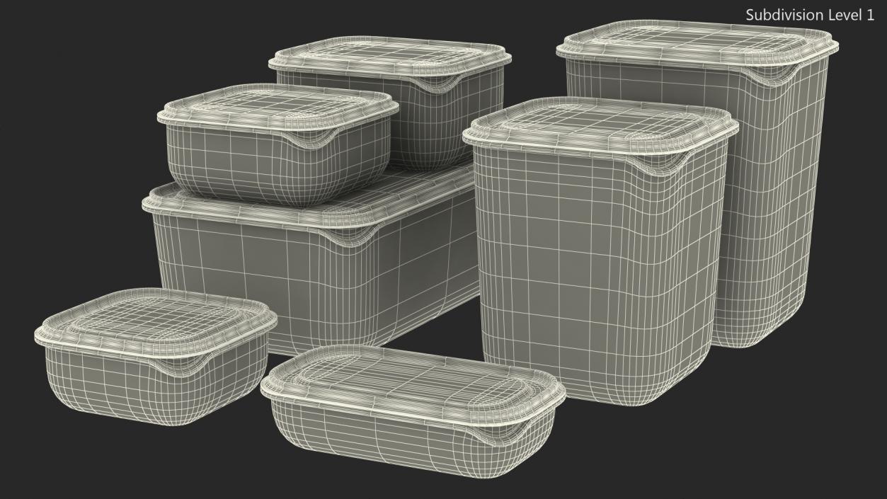 3D model Plastic Food Storage Containers Set