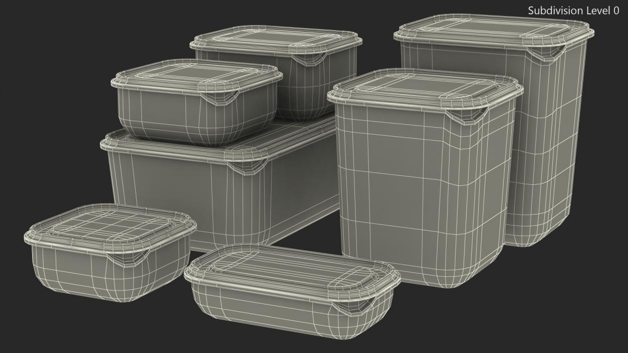 3D model Plastic Food Storage Containers Set