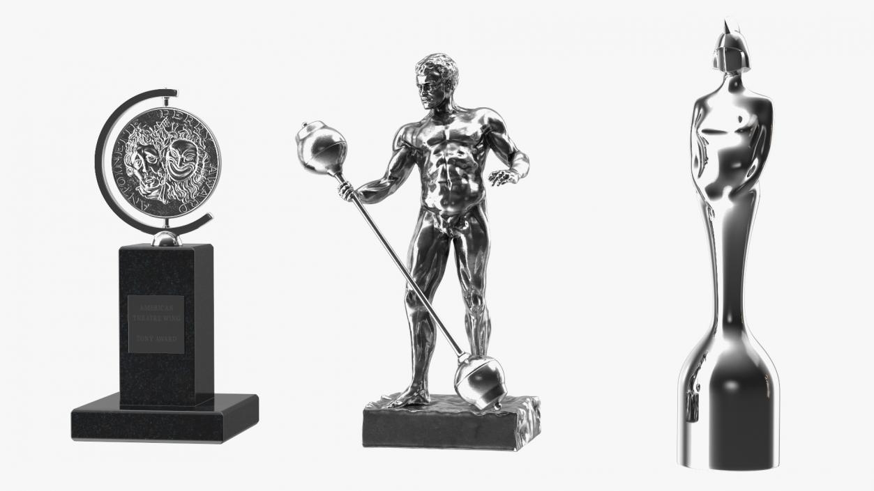 3D model Showcase with Trophies Brown Illuminated