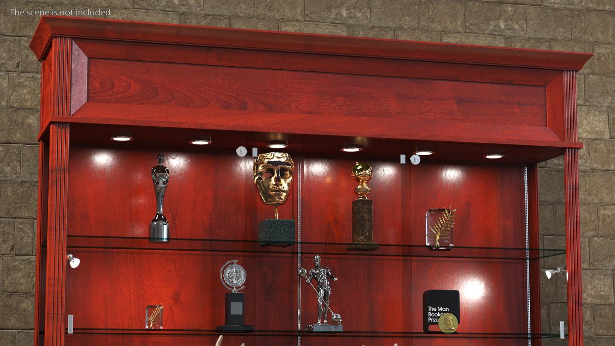 3D model Showcase with Trophies Brown Illuminated