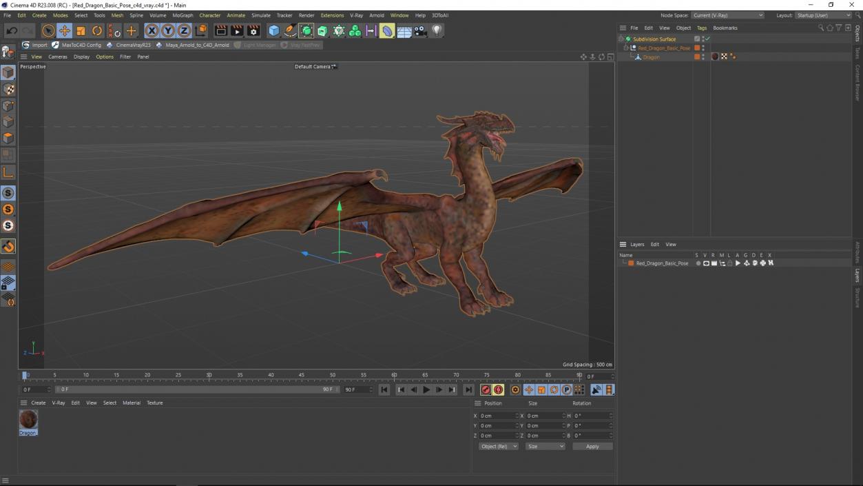 3D Red Dragon Basic Pose