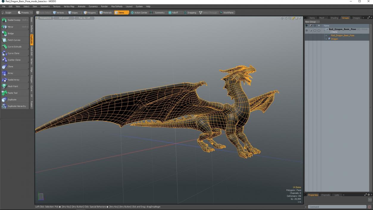 3D Red Dragon Basic Pose