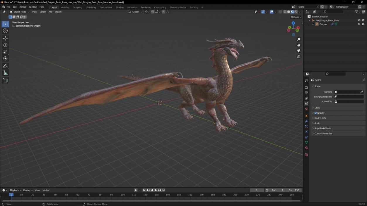 3D Red Dragon Basic Pose