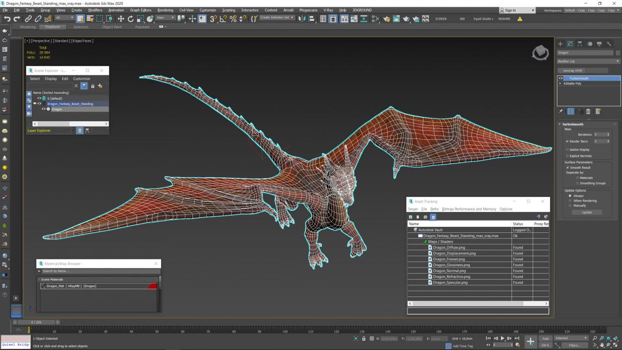 3D Red Dragon Basic Pose