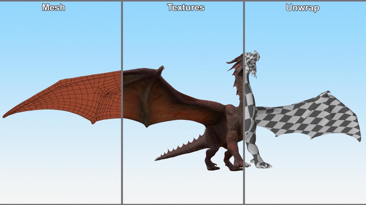 3D Red Dragon Basic Pose