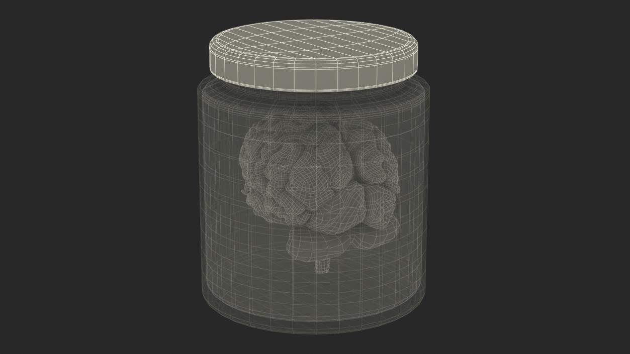 3D model Human Brain in Old Glass Jar 2