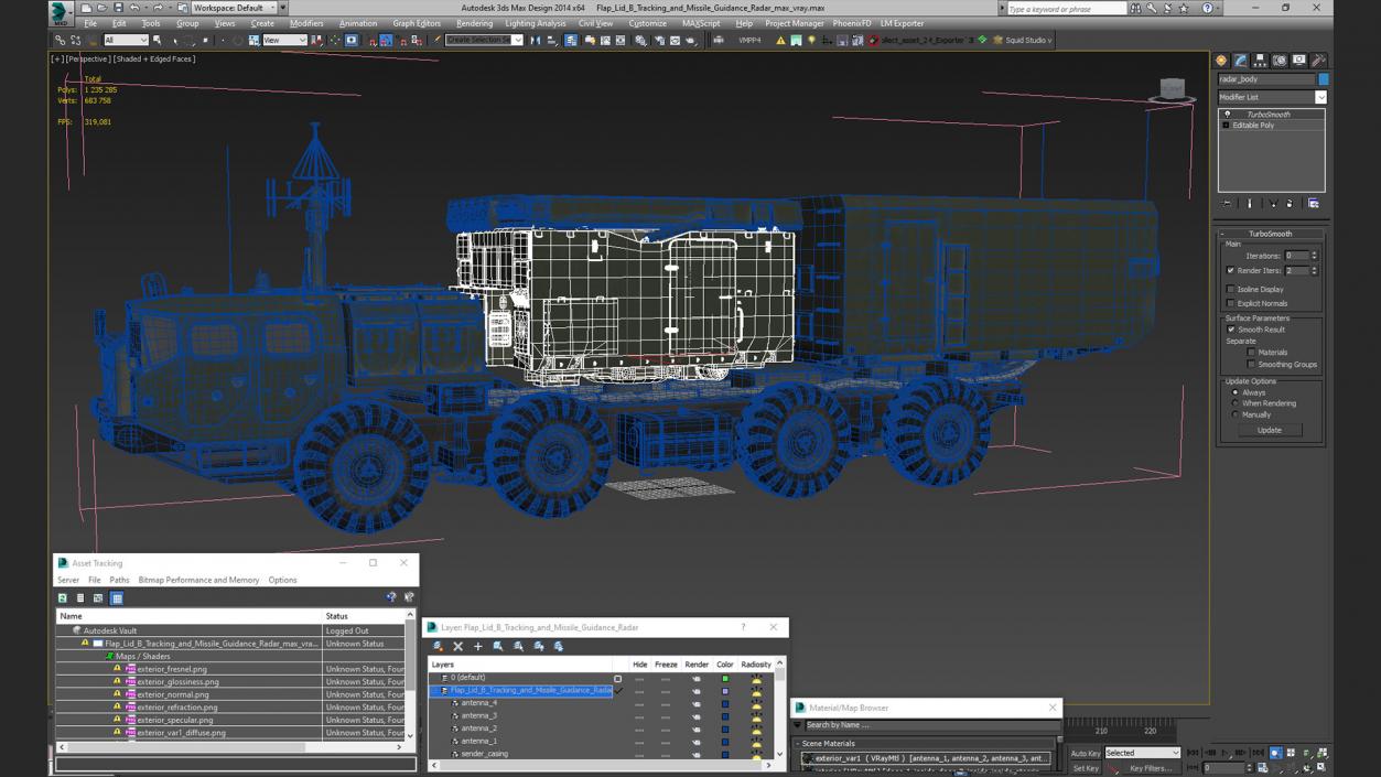 3D Flap Lid B Tracking and Missile Guidance Radar