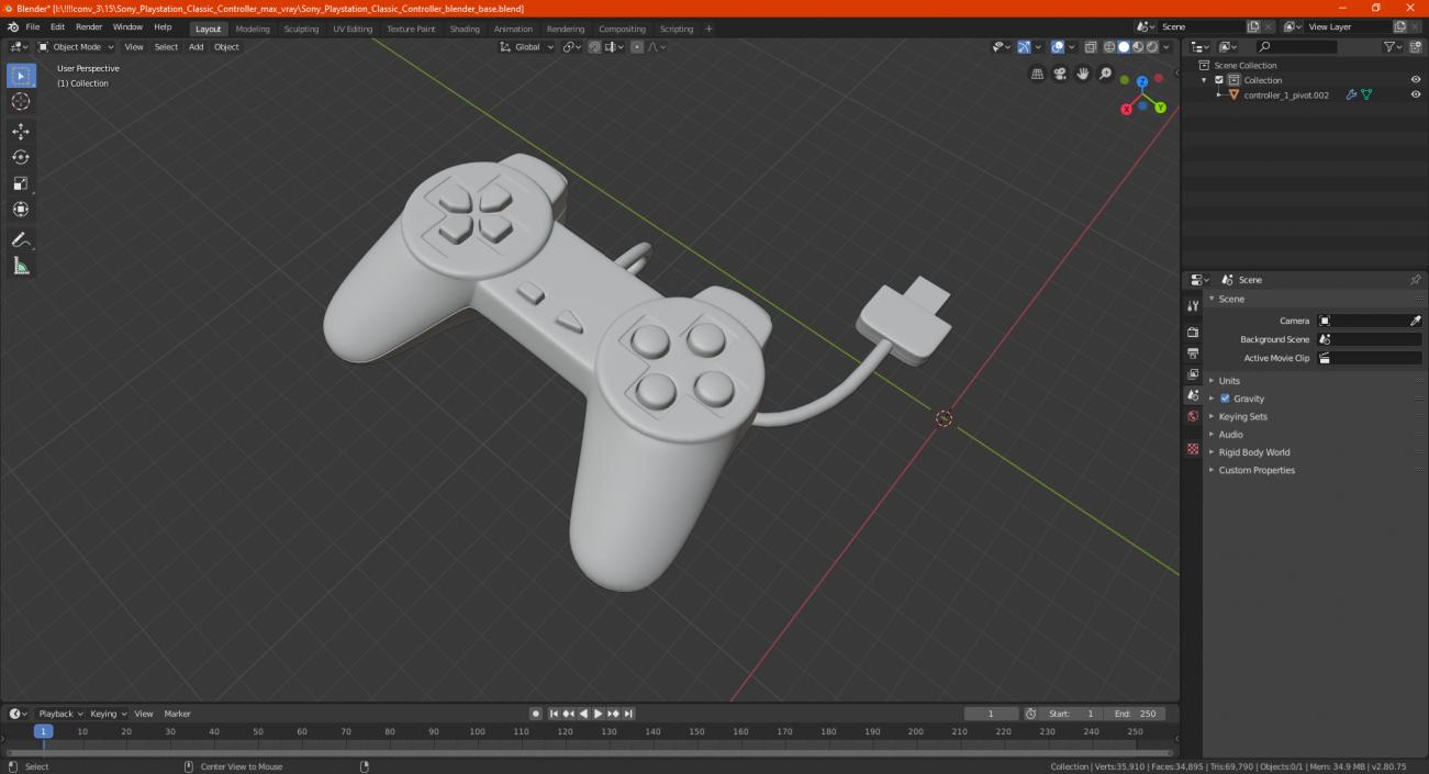 3D model Sony Playstation Classic Controller