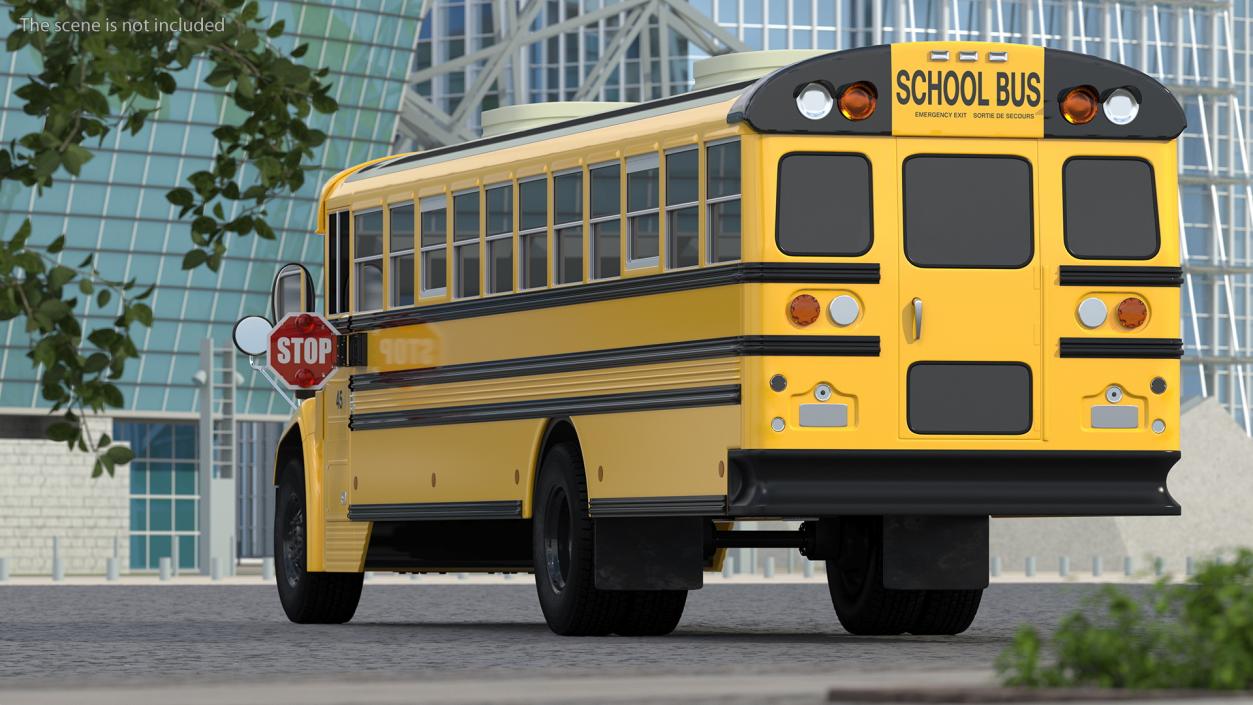 3D Blue Bird Vision School Bus Exterior Only