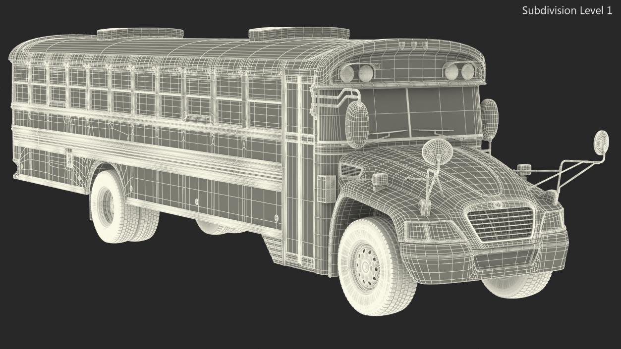 3D Blue Bird Vision School Bus Exterior Only