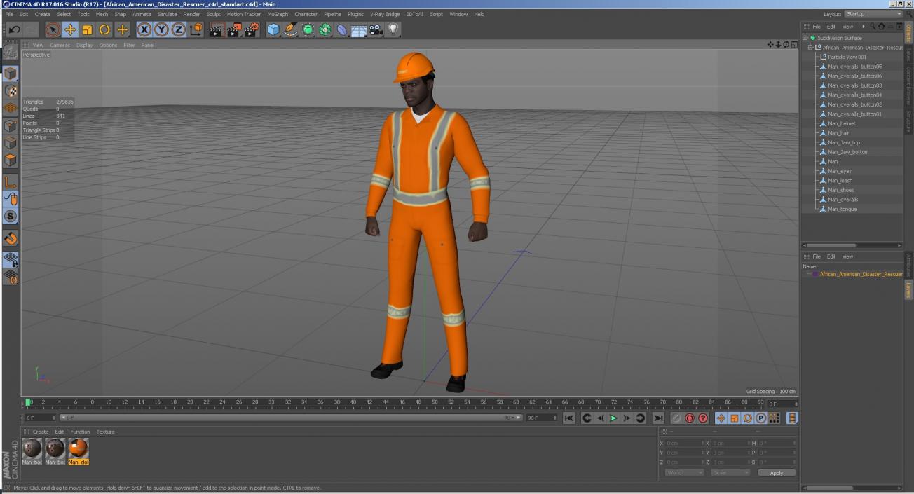 3D African American Disaster Rescuer model