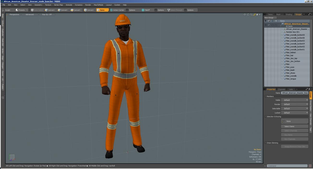 3D African American Disaster Rescuer model