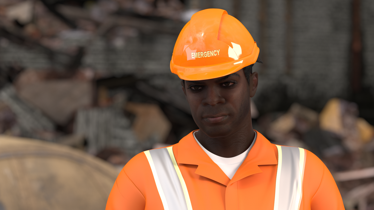 3D African American Disaster Rescuer model