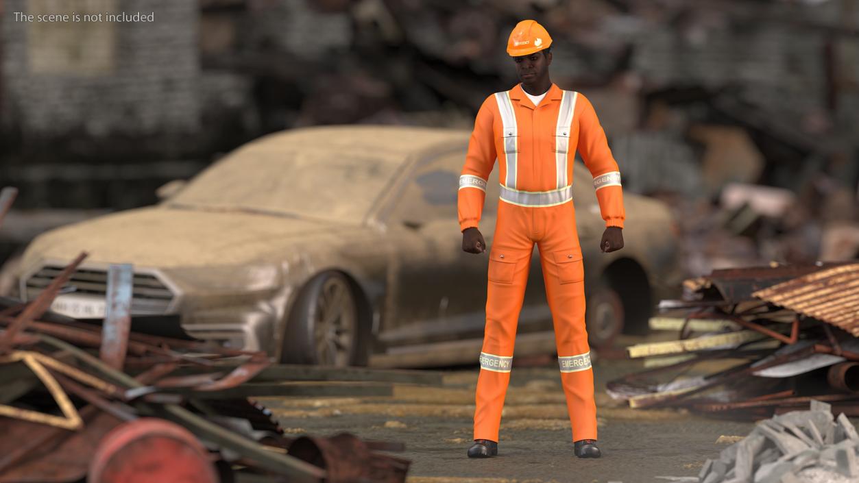 3D African American Disaster Rescuer model