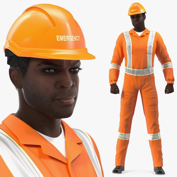 3D African American Disaster Rescuer model