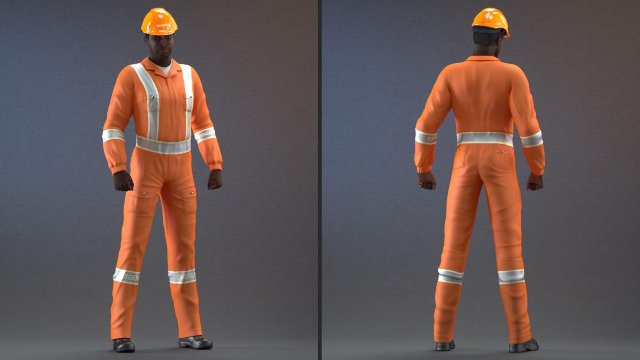 3D African American Disaster Rescuer model