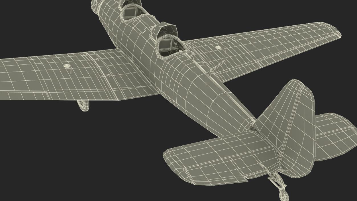 Retro Sport Plane Rigged 3D model