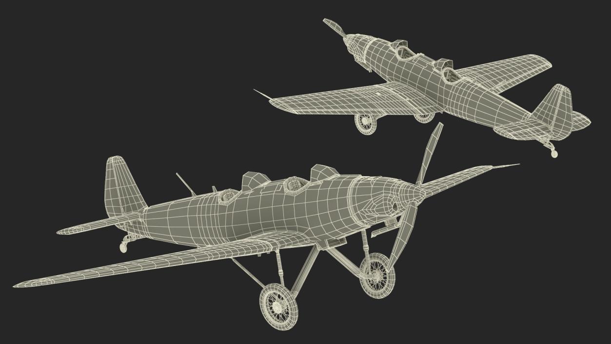 Retro Sport Plane Rigged 3D model