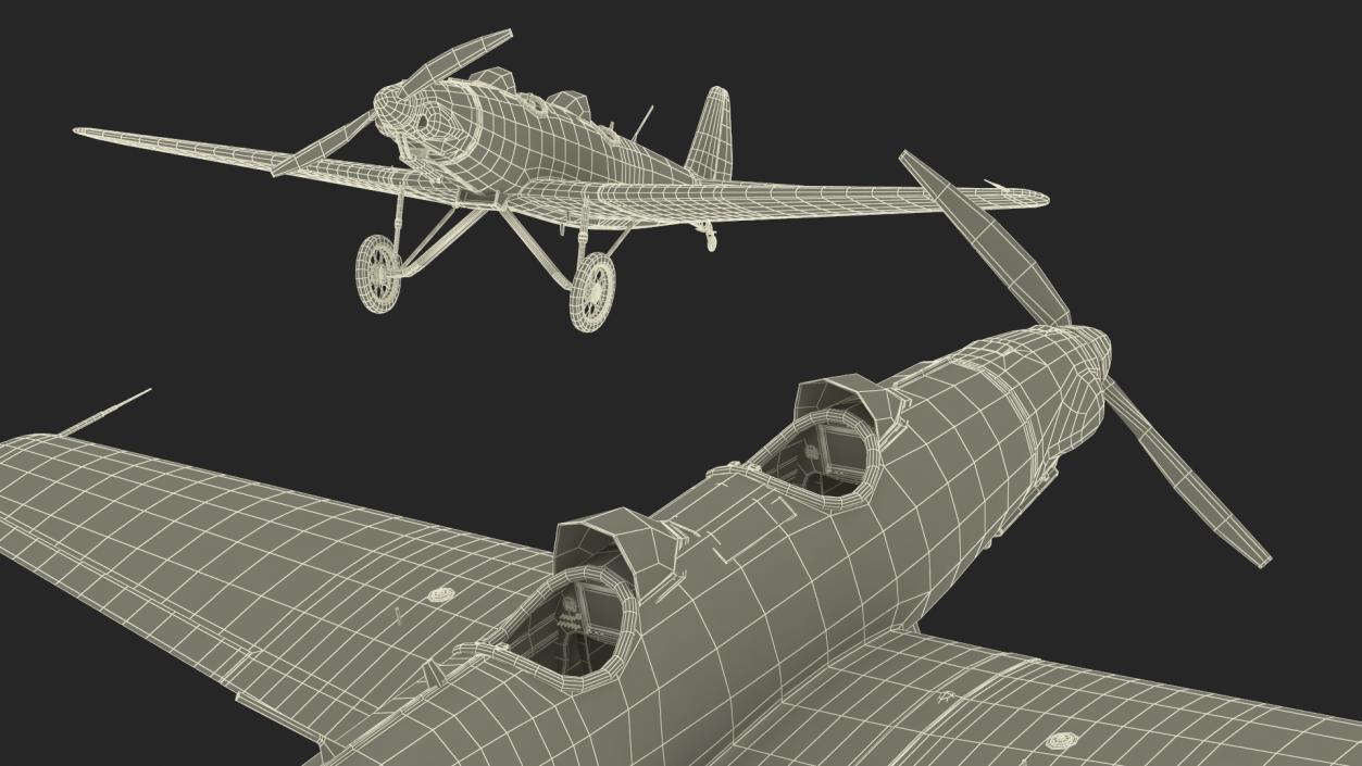 Retro Sport Plane Rigged 3D model