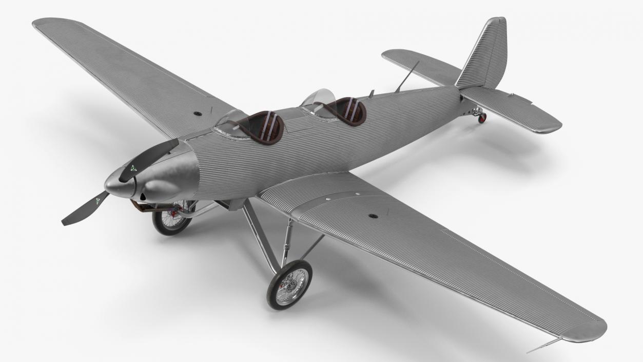 Retro Sport Plane Rigged 3D model