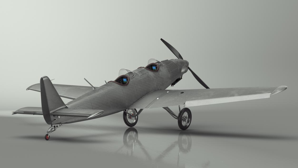 Retro Sport Plane Rigged 3D model