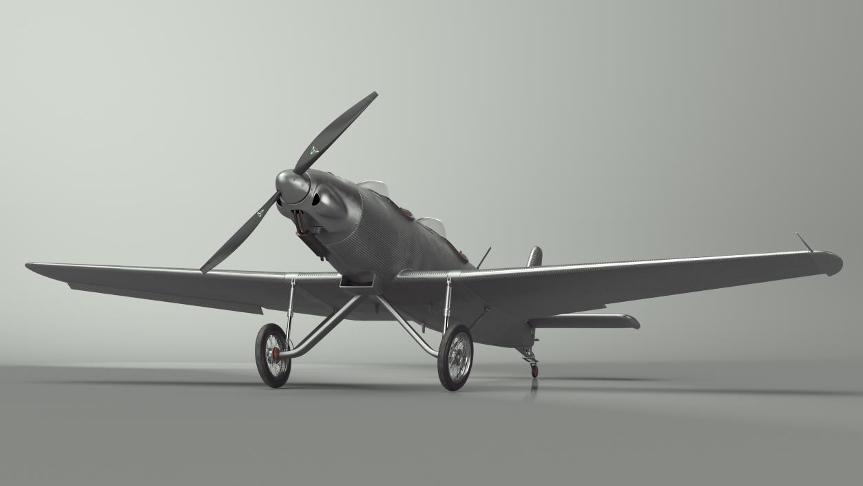 Retro Sport Plane Rigged 3D model