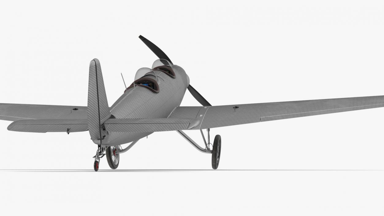 Retro Sport Plane Rigged 3D model