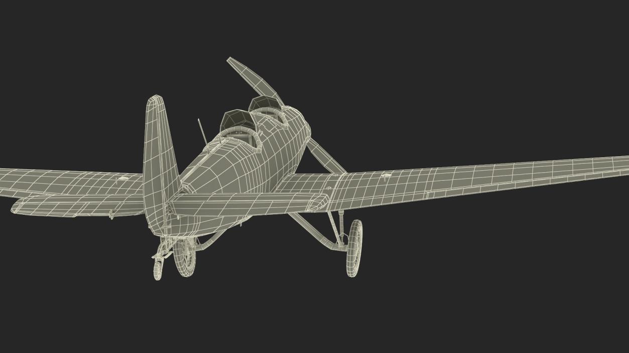 Retro Sport Plane Rigged 3D model