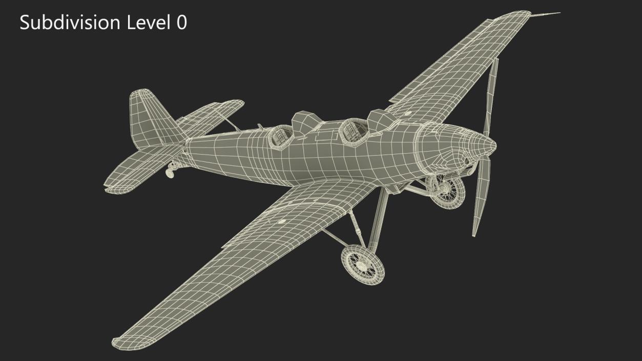 Retro Sport Plane Rigged 3D model