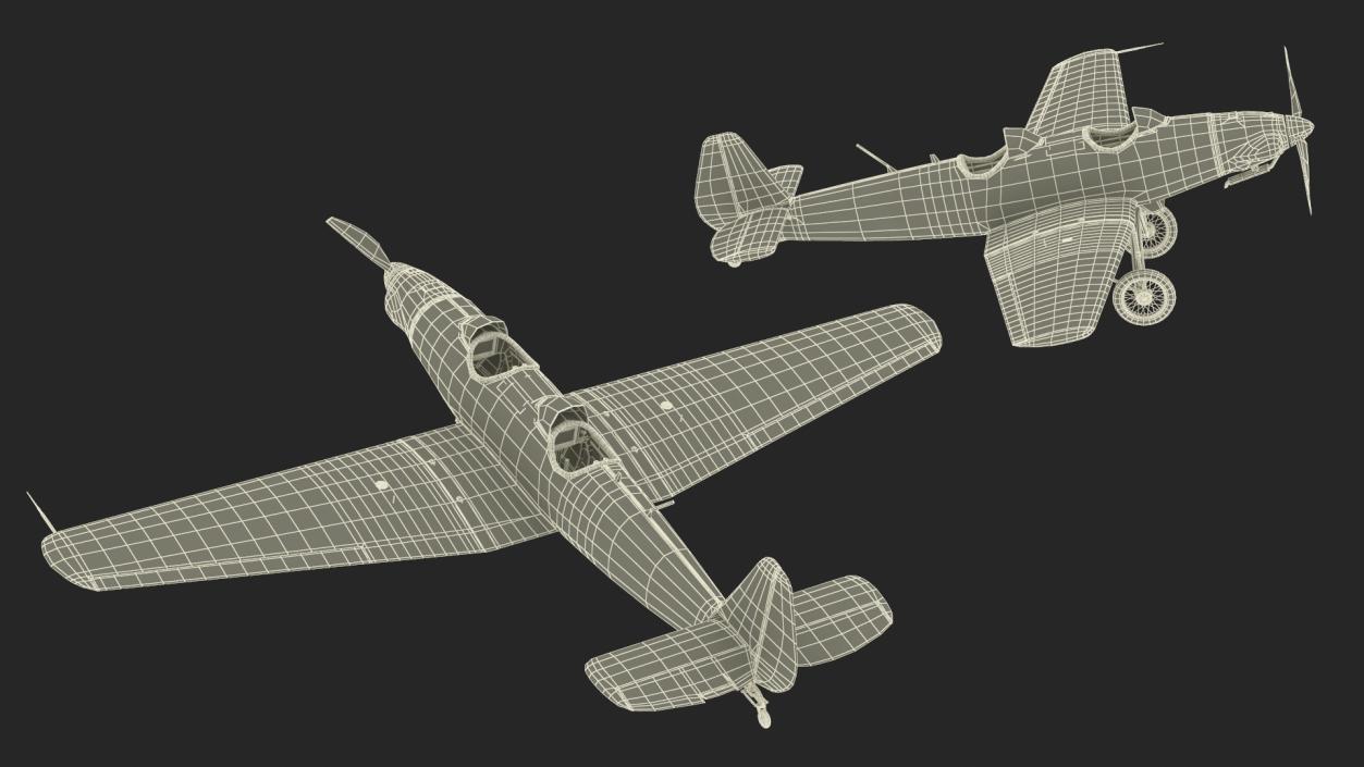 Retro Sport Plane Rigged 3D model