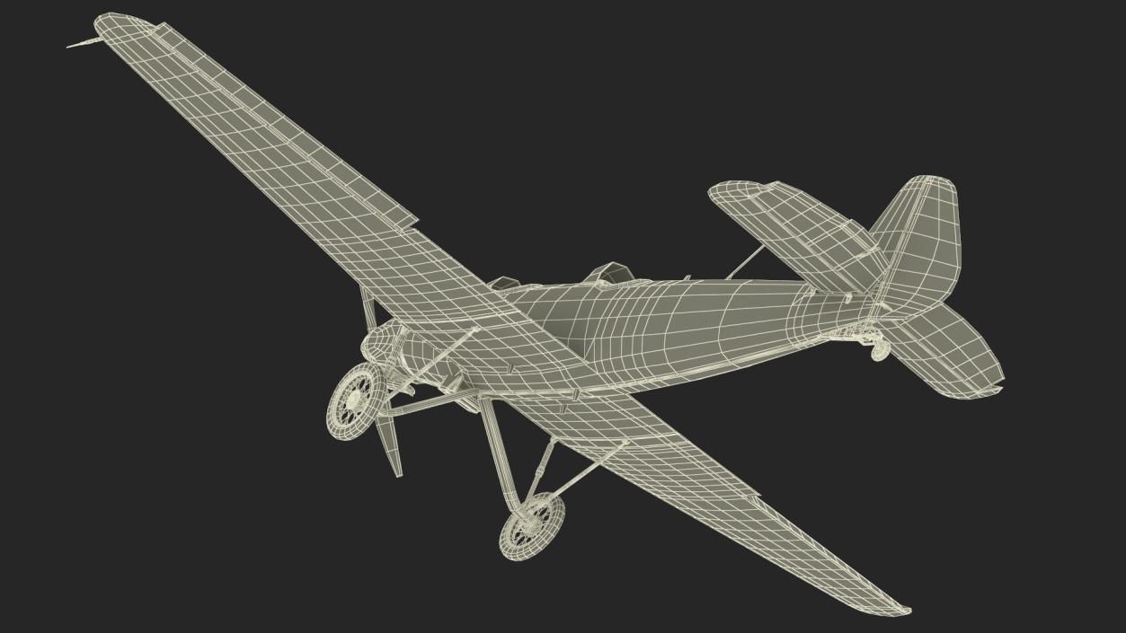 Retro Sport Plane Rigged 3D model