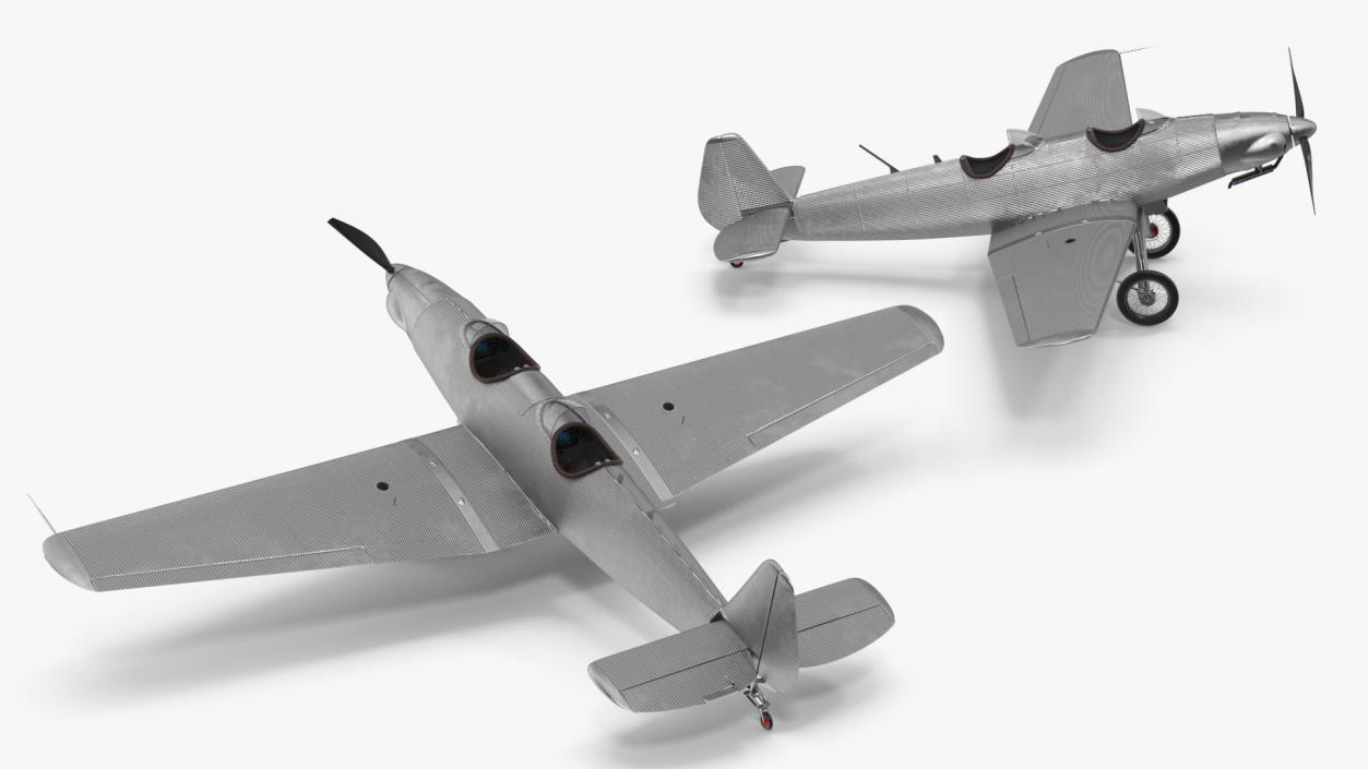 Retro Sport Plane Rigged 3D model