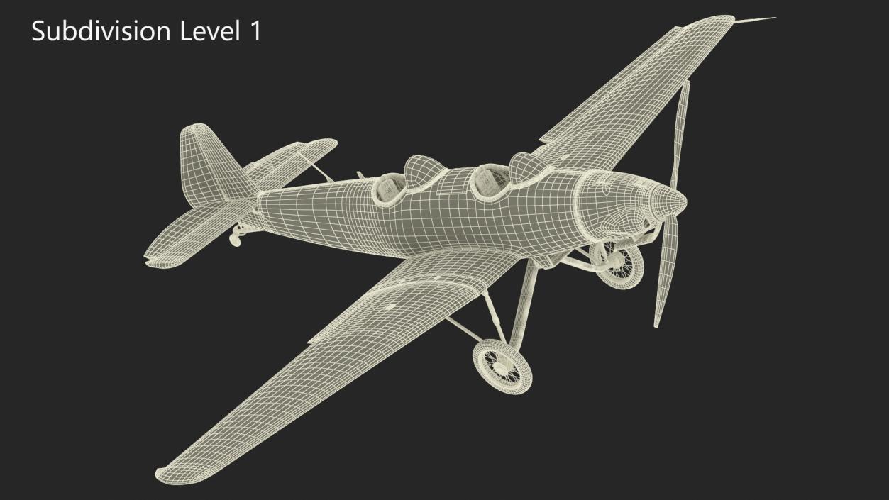 Retro Sport Plane Rigged 3D model