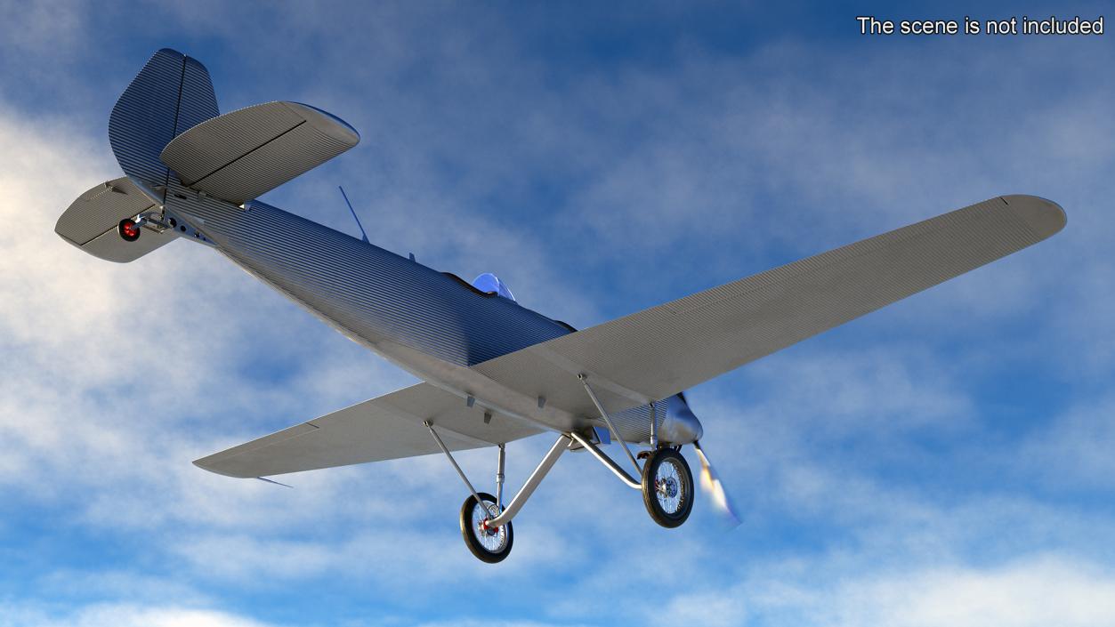 Retro Sport Plane Rigged 3D model