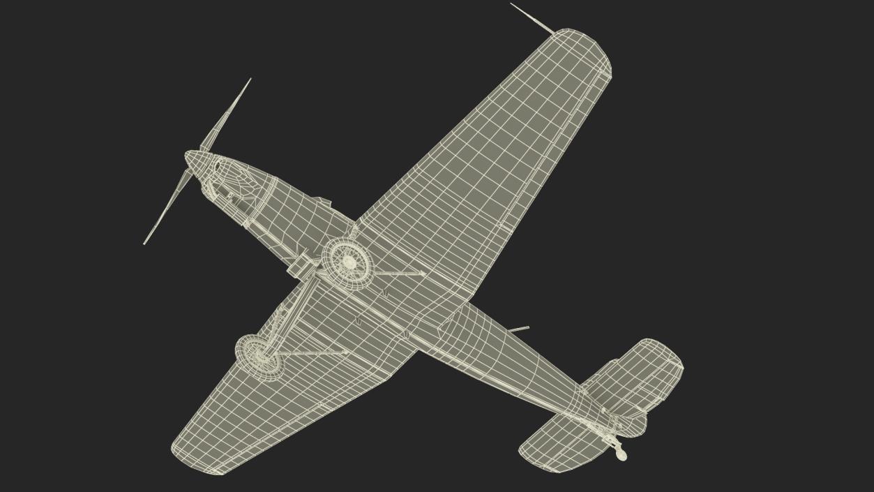 Retro Sport Plane Rigged 3D model