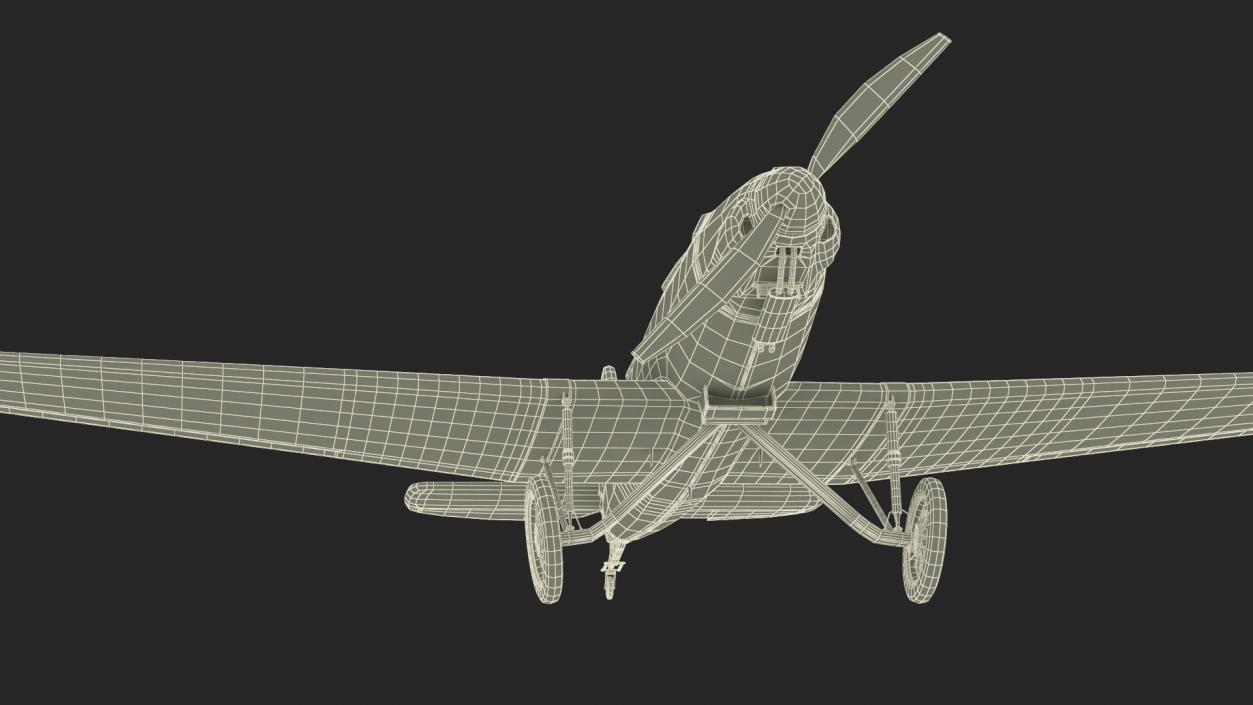 Retro Sport Plane Rigged 3D model