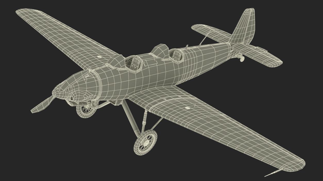 Retro Sport Plane Rigged 3D model