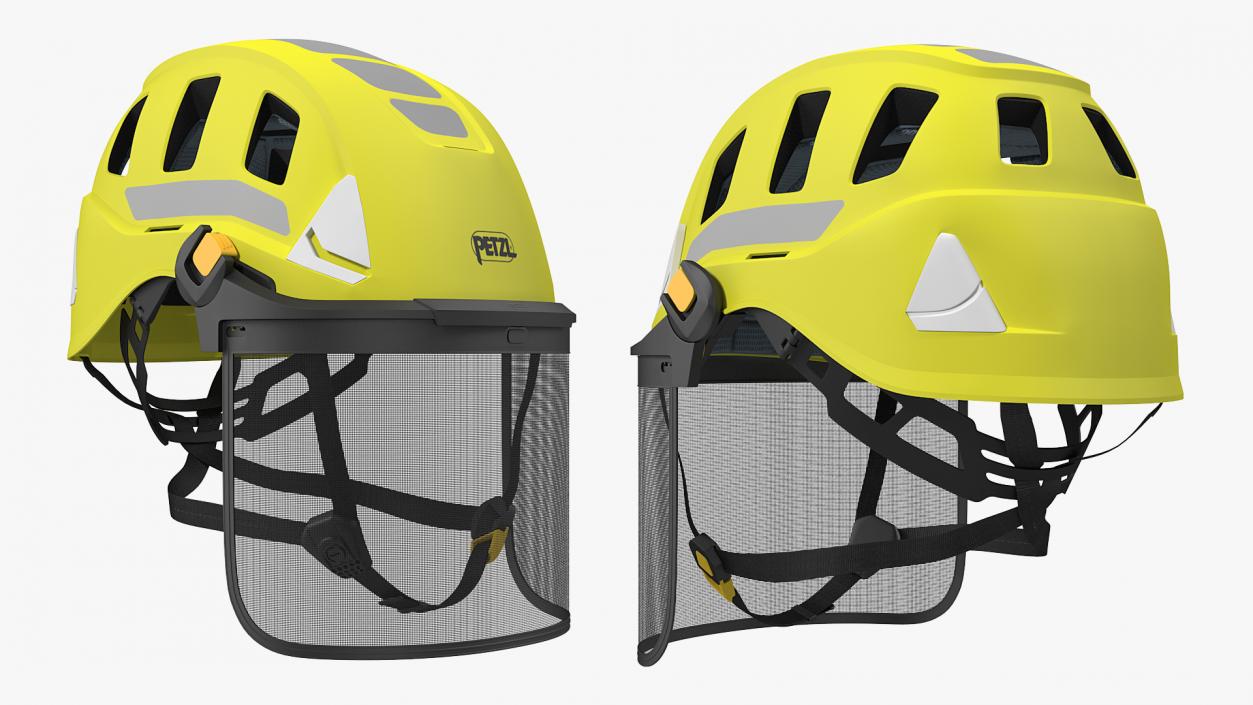 3D Petzl Strato Vent Hi-Viz Helmet with Mesh Shield model