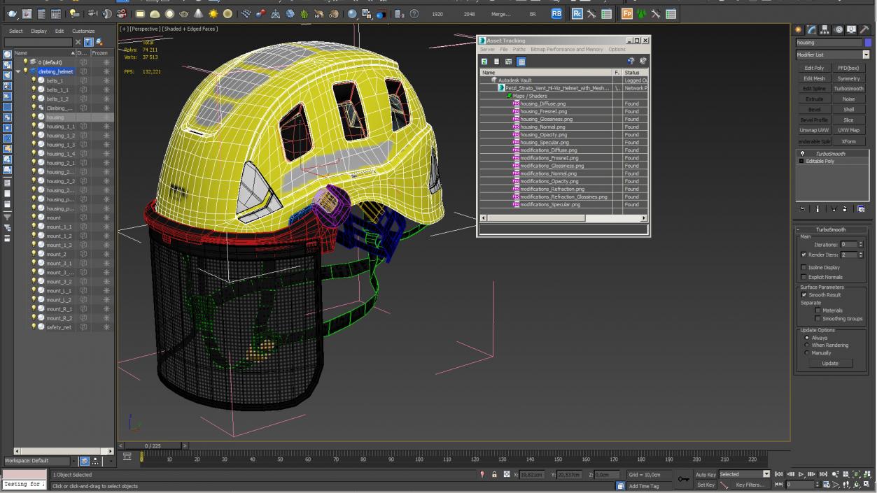 3D Petzl Strato Vent Hi-Viz Helmet with Mesh Shield model