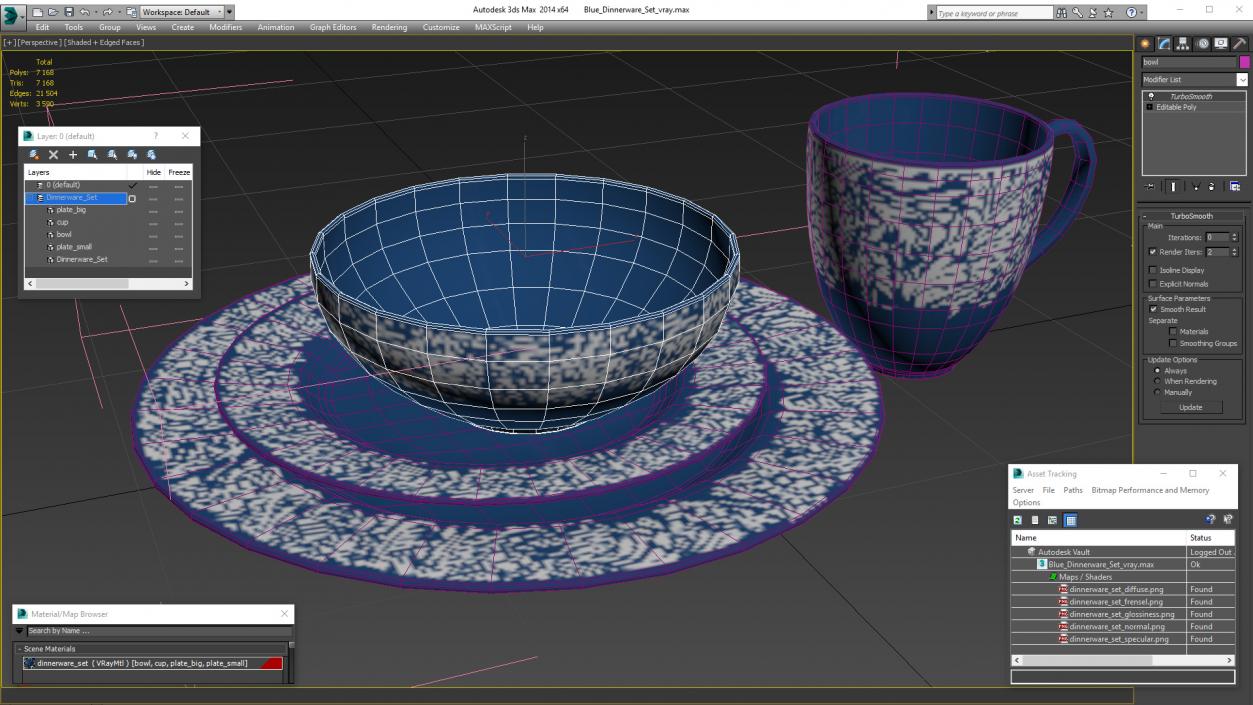 Blue Dinnerware Set 3D model