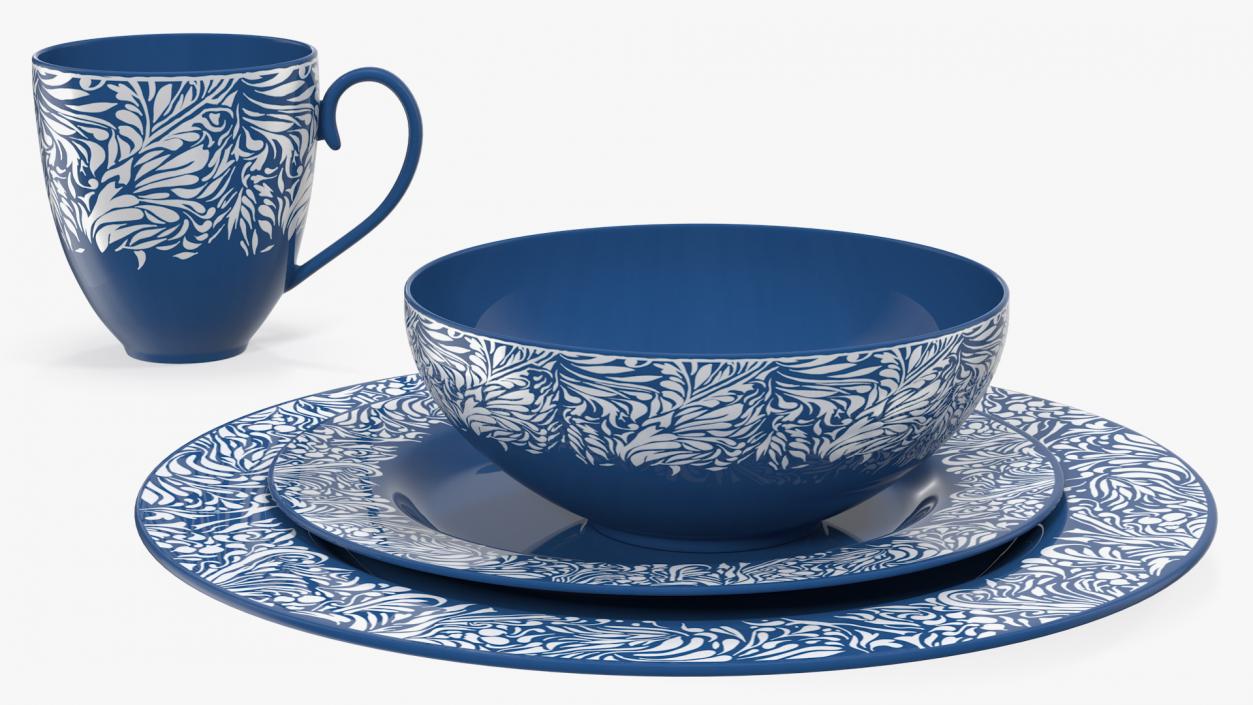 Blue Dinnerware Set 3D model